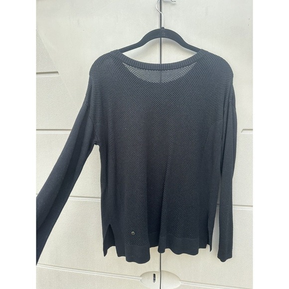 LULULEMON Women’s Well Being Black Cashmere Blend Perforated Back Sweater Sz 8 - Picture 12 of 14